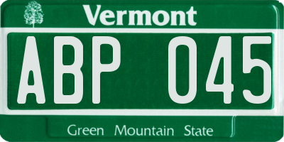 VT license plate ABP045