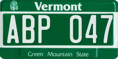 VT license plate ABP047