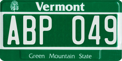 VT license plate ABP049