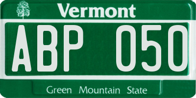 VT license plate ABP050