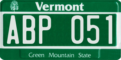 VT license plate ABP051