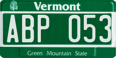 VT license plate ABP053