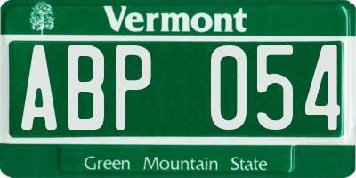 VT license plate ABP054