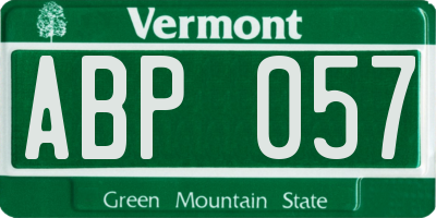 VT license plate ABP057