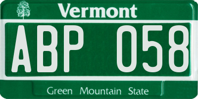 VT license plate ABP058