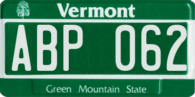 VT license plate ABP062