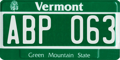 VT license plate ABP063