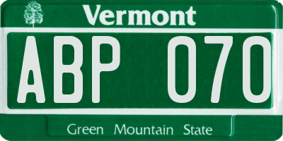 VT license plate ABP070