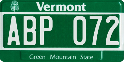 VT license plate ABP072