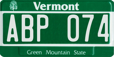 VT license plate ABP074