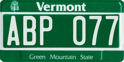 VT license plate ABP077