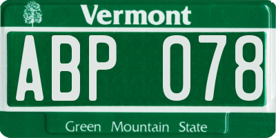 VT license plate ABP078