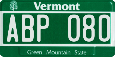 VT license plate ABP080
