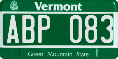 VT license plate ABP083