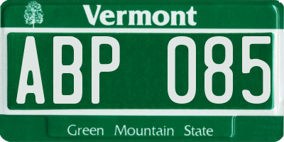 VT license plate ABP085