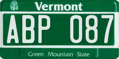 VT license plate ABP087