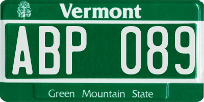 VT license plate ABP089