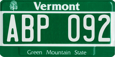 VT license plate ABP092