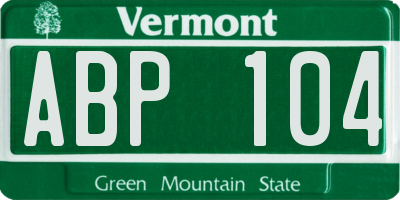 VT license plate ABP104