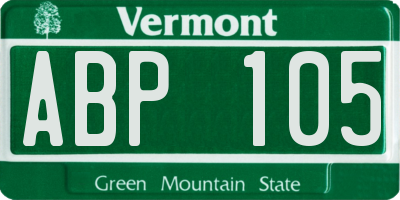 VT license plate ABP105