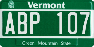 VT license plate ABP107