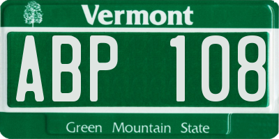 VT license plate ABP108