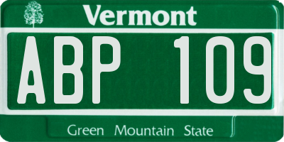 VT license plate ABP109