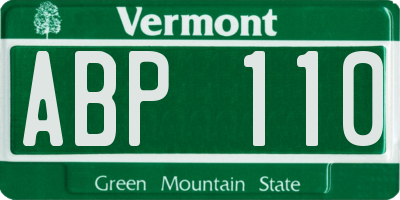 VT license plate ABP110