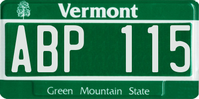 VT license plate ABP115