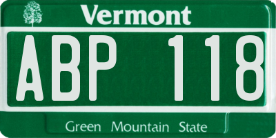 VT license plate ABP118