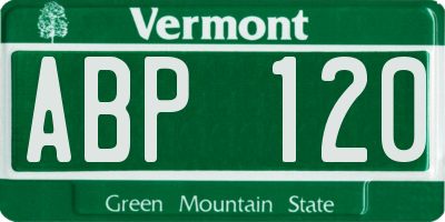 VT license plate ABP120