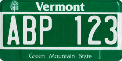 VT license plate ABP123