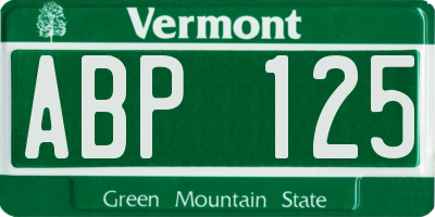 VT license plate ABP125