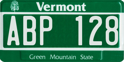 VT license plate ABP128