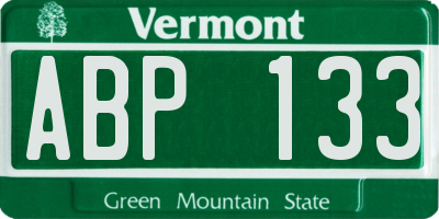 VT license plate ABP133