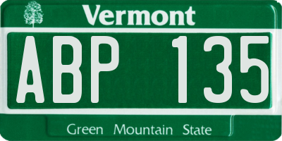 VT license plate ABP135