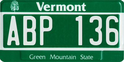 VT license plate ABP136