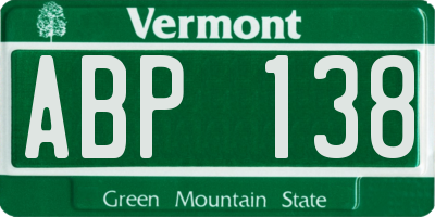 VT license plate ABP138