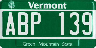 VT license plate ABP139