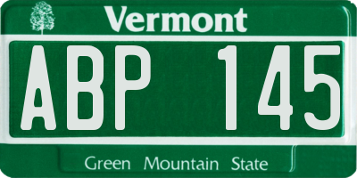 VT license plate ABP145