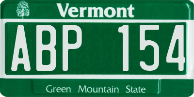 VT license plate ABP154