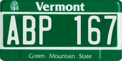 VT license plate ABP167