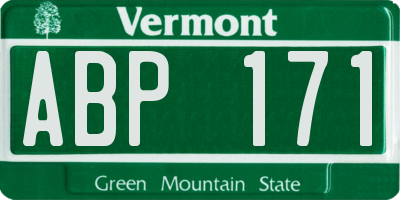 VT license plate ABP171