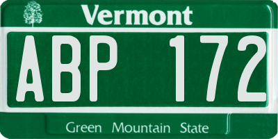 VT license plate ABP172