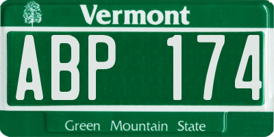 VT license plate ABP174