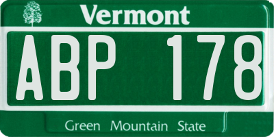 VT license plate ABP178