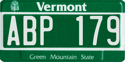 VT license plate ABP179