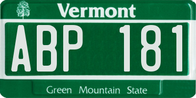 VT license plate ABP181