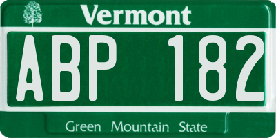 VT license plate ABP182