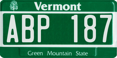 VT license plate ABP187